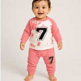 2-Piece Baby Casual Sweatshirt Outfit: Splatter Print Shirt and Matching Sweatpants Set