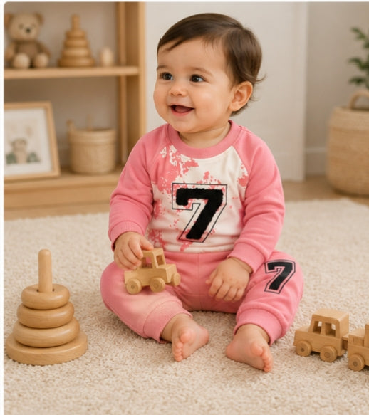 2-Piece Baby Casual Sweatshirt Outfit: Splatter Print Shirt and Matching Sweatpants Set