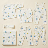 Newborn Baby 7-Piece Cotton Jersey Set – Space Print Shirt, Pants & Cap
