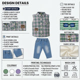 Baby Boys 3-Piece Check Shirt Set – Full-Sleeve Tee & Denim Jogger | 0–12 Months