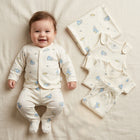 Newborn Baby 7-Piece Cotton Jersey Set – Space Print Shirt, Pants & Cap