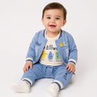 Baby Boys 100% Interlock Cotton 3-Piece Outfit Set – Blue Jacket, T-Shirt & Pants