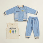 Baby Boys 100% Interlock Cotton 3-Piece Outfit Set – Blue Jacket, T-Shirt & Pants
