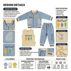 Baby Boys 100% Interlock Cotton 3-Piece Outfit Set – Blue Jacket, T-Shirt & Pants