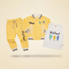 Baby Boys 100% Interlock Cotton 3-Piece Outfit Set – Blue Jacket, T-Shirt & Pants