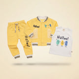 Baby Boys 3-Piece Interlock Cotton Set – Jacket, T-Shirt & Pants | 3–12 Months