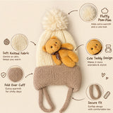 Baby Knitted Teddy Winter Cap with Pom-Pom