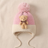 Baby Knitted Teddy Winter Cap with Pom-Pom