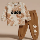 Baby Boys' 2-Piece Outfit Set: Brown Tie-Dye Long-Sleeve T-Shirt & Jogger Pants