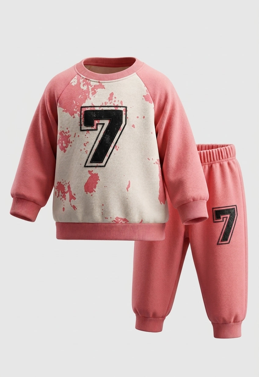 2-Piece Baby Casual Sweatshirt Outfit: Splatter Print Shirt and Matching Sweatpants Set