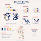 Newborn Baby 3-Piece Outfit Set: 'Happy Panda' Collared Shirt Top, Pants & Matching Beanie Cap