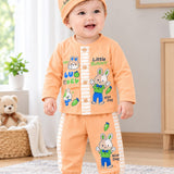Little Bunny Baby 3-Piece Set – Cotton Full-Sleeve Shirt, Jogger & Cap | 0–6 Months