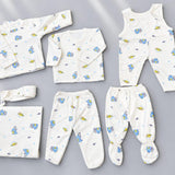 Newborn Baby 7-Piece Cotton Jersey Set – Space Print Shirt, Pants & Cap