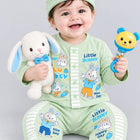 Little Bunny Baby 3-Piece Set – Cotton Full-Sleeve Shirt, Jogger & Cap | 0–6 Months