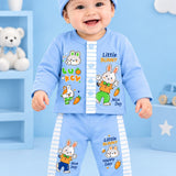 Little Bunny Baby 3-Piece Set – Cotton Full-Sleeve Shirt, Jogger & Cap | 0–6 Months