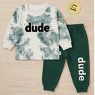 Baby Boys' 2-Piece Outfit Set: Brown Tie-Dye Long-Sleeve T-Shirt & Jogger Pants