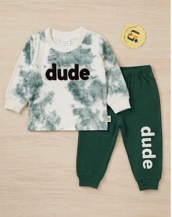 Baby Boys' 2-Piece Outfit Set: Brown Tie-Dye Long-Sleeve T-Shirt & Jogger Pants
