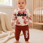 Baby Boys' 2-Piece Outfit Set: Brown Tie-Dye Long-Sleeve T-Shirt & Jogger Pants